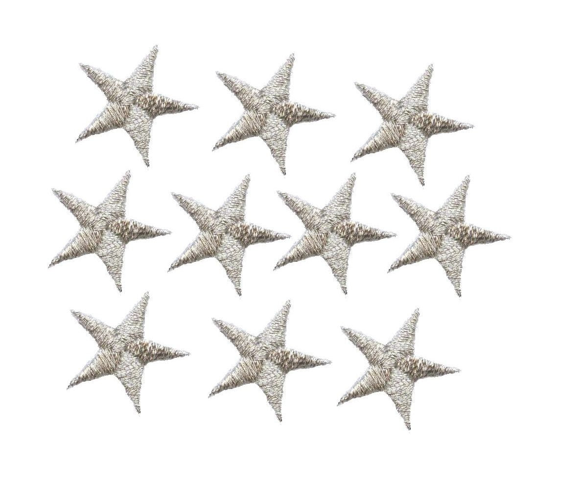 Metallic Silver Stars - 2-3/8" - Pack of 10 Pieces - Iron on Applique -150036-13