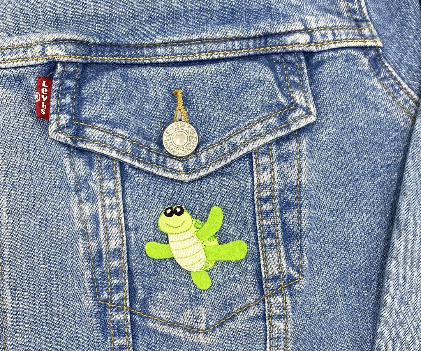 Sea Turtle - Layered Green Felt - Embroidered Patch - Iron on Applique