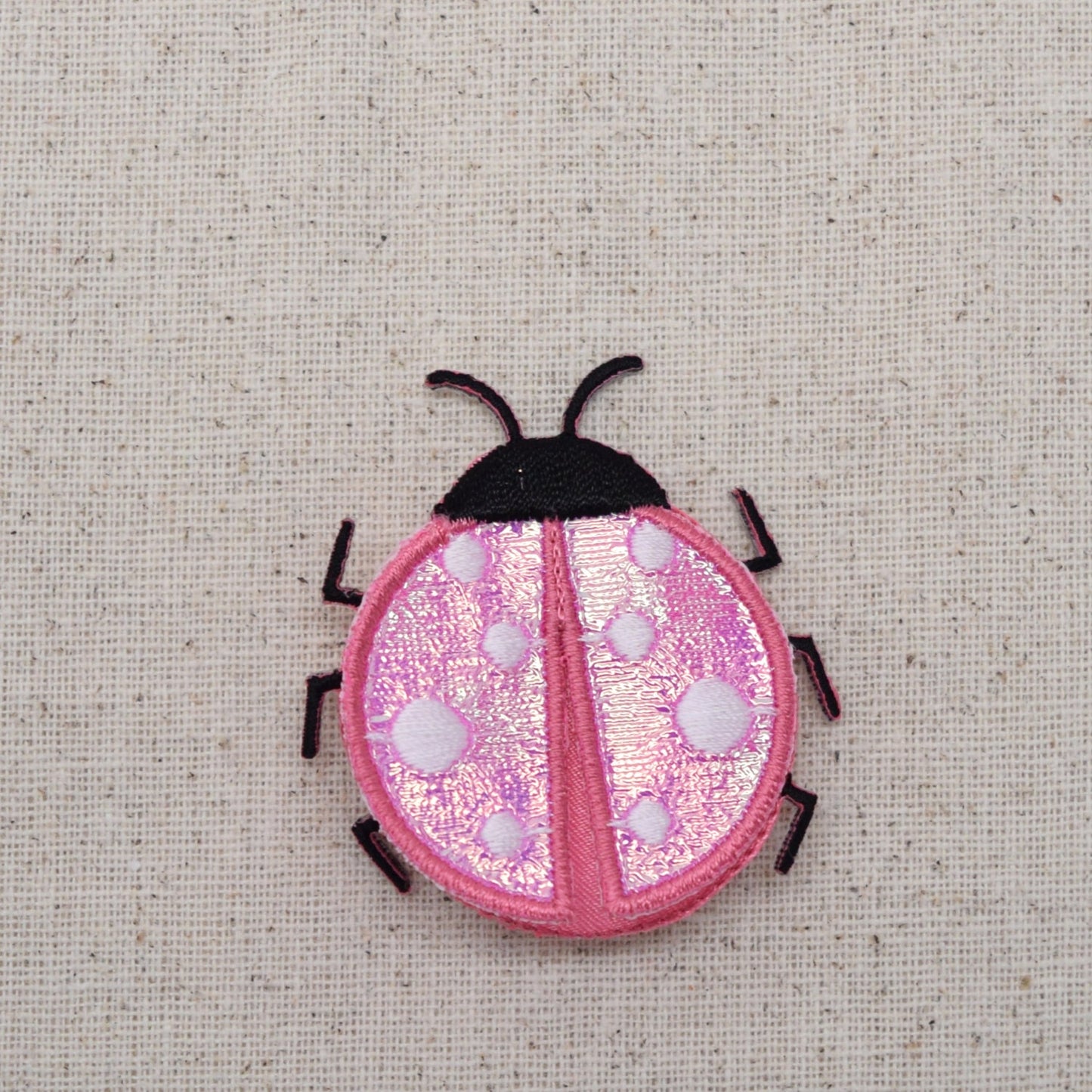 Layered Ladybug - Pink or Red - Iron on Applique - Embroidered Patch - 152972