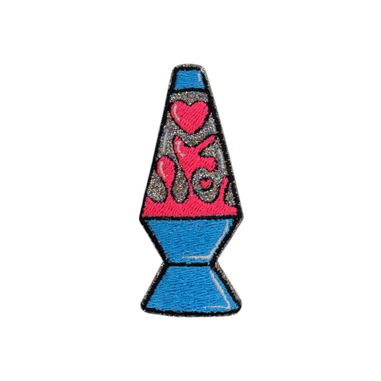 Retro Glitter Lava Lamp Embroidered Iron-On Patch – 3" x 1.25"