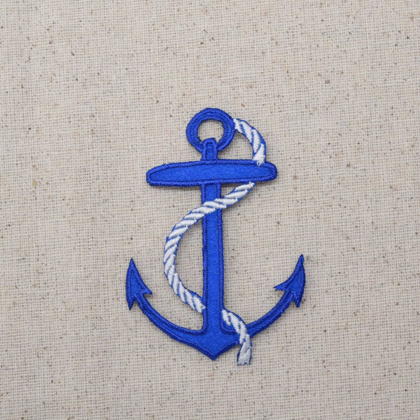 Blue Nautical Anchor with White Rope - Iron on Patch