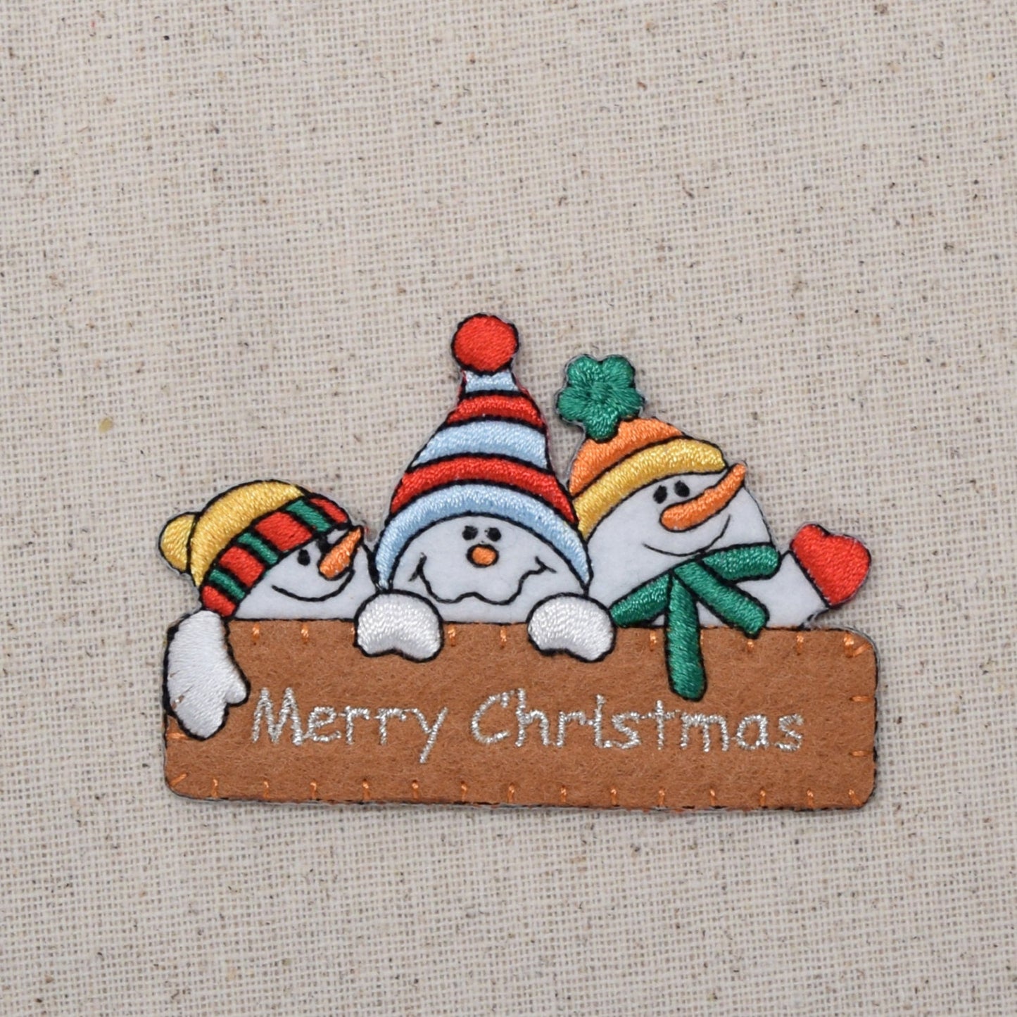 Snowman - Merry Christmas - Sign - Holidays - Iron on Applique - Embroidered Patch - 156093A