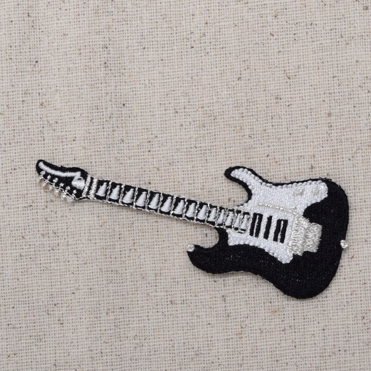 50s - Electric Guitar - Black - Iron on Applique - Embroidered Patch - 1120881-B