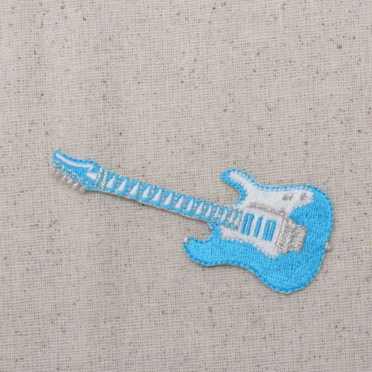 50s - Electric Guitar - Turquoise Blue - Iron on Applique - Embroidered Patch - 1120881