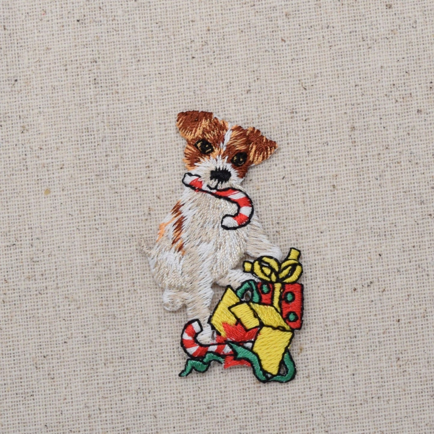 Christmas - Puppy dog - Candy and Presents - Iron on Applique - Embroidered Patch - 694320A