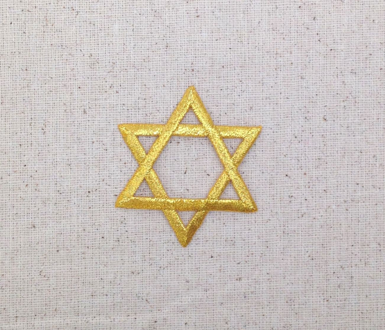 Gold - Star of David - Iron on Applique - Embroidered Patch - 696909A