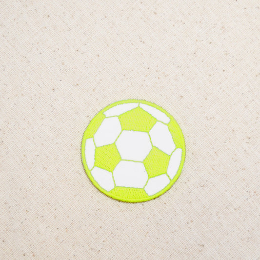 Soccer Ball - 2" - Neon Yellow - Futebol - Embroidered Patch - Iron on Applique - 695290D