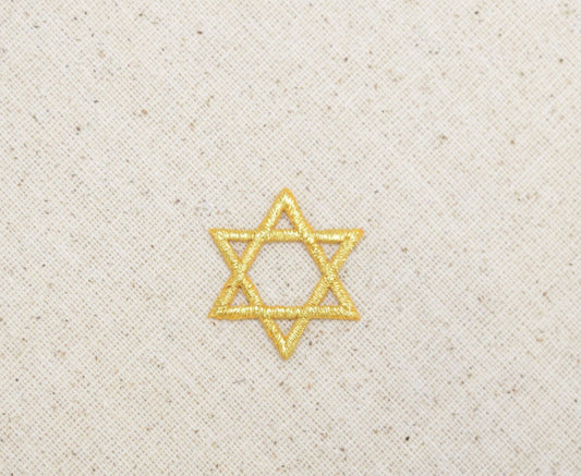 Small - Gold - Star of David - Iron on Applique - Embroidered Patch - 695730M