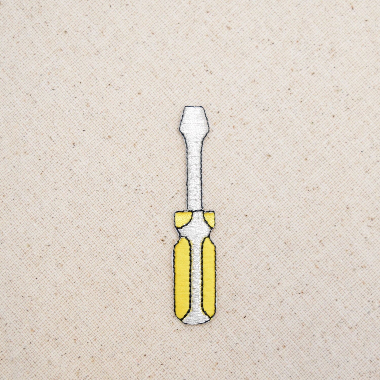 Yellow or Blue - Screwdriver - Construction Tools - Iron on Applique - Embroidered Patch - COLOR CHOICE