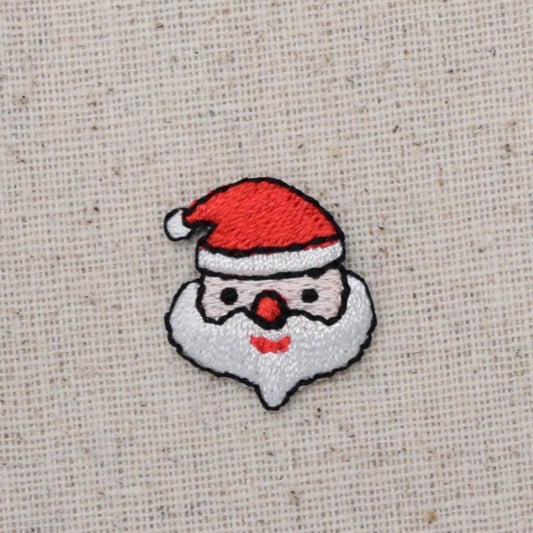 Santa Claus - Face - Small Mini - Iron on Applique - Embroidered Patch - 155194A