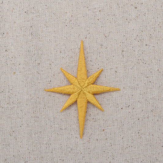 Yellow Gold - Nativity Star - Star of Bethlehem - 2 sizes - Iron on Applique - Embroidered Patch -