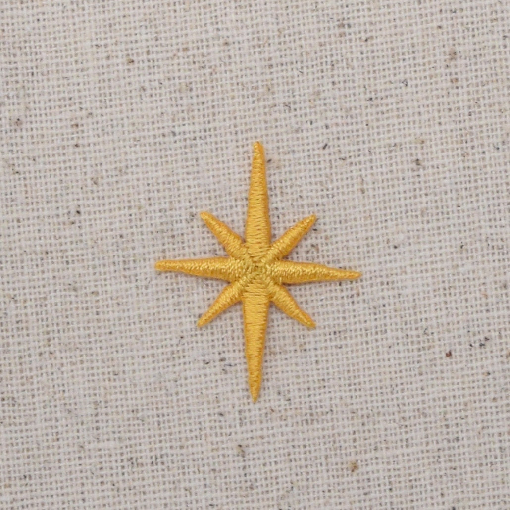 Yellow Gold - Nativity Star - Star of Bethlehem - 2 sizes - Iron on Applique - Embroidered Patch -