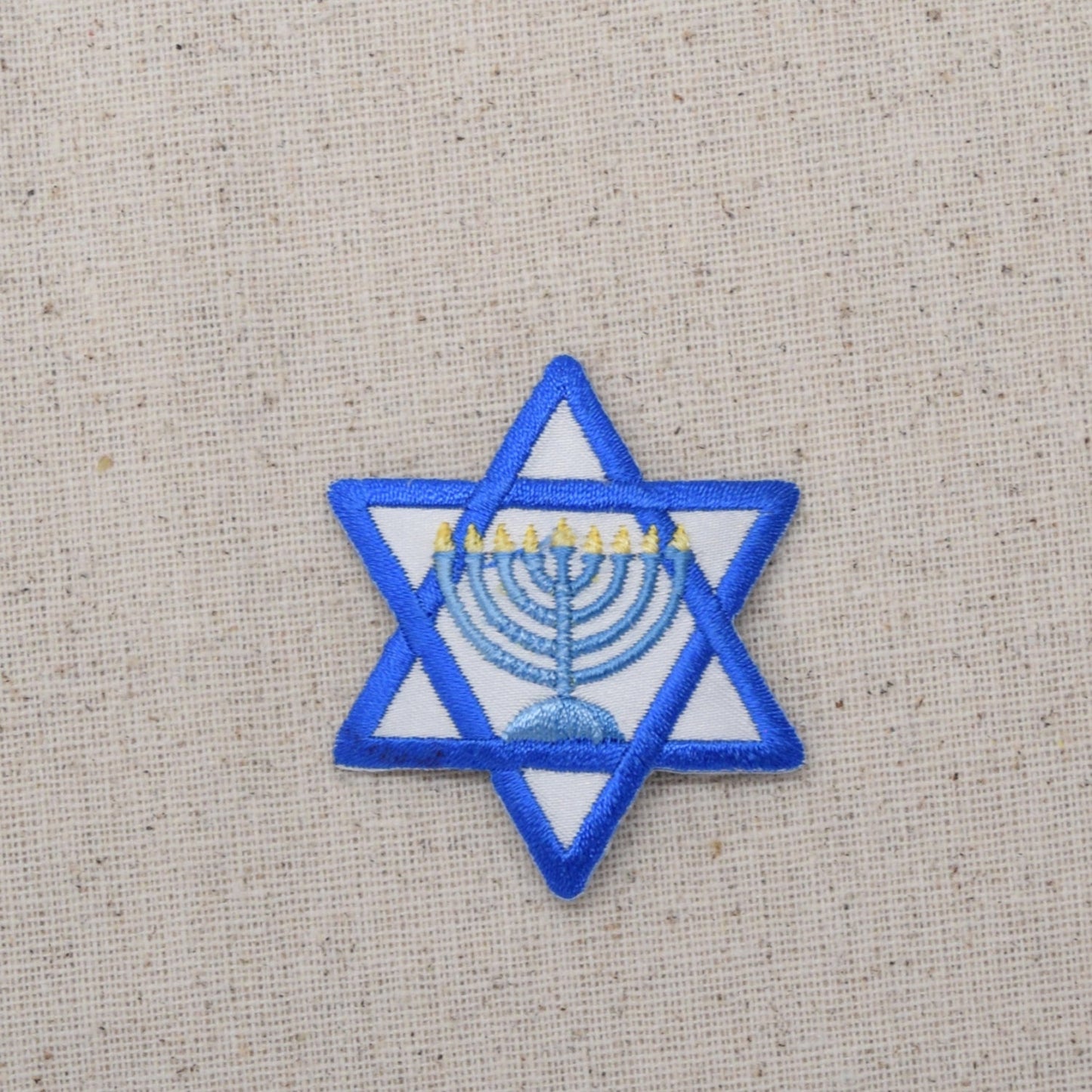 Star of David - Menorah - Candelabra - 9 Lights - Chanukah - Iron on Applique - Embroidered Patch - 695873-A