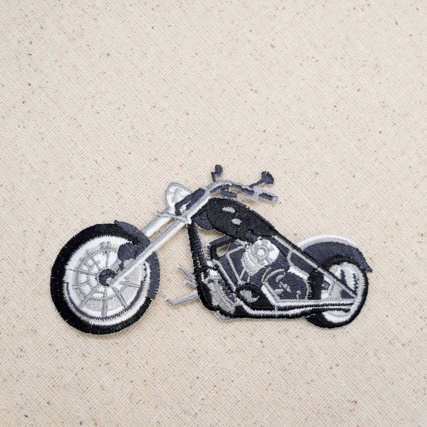 Black and Gray - Motorcycle Iron on Applique - Embroidered Patch - 650487-BL