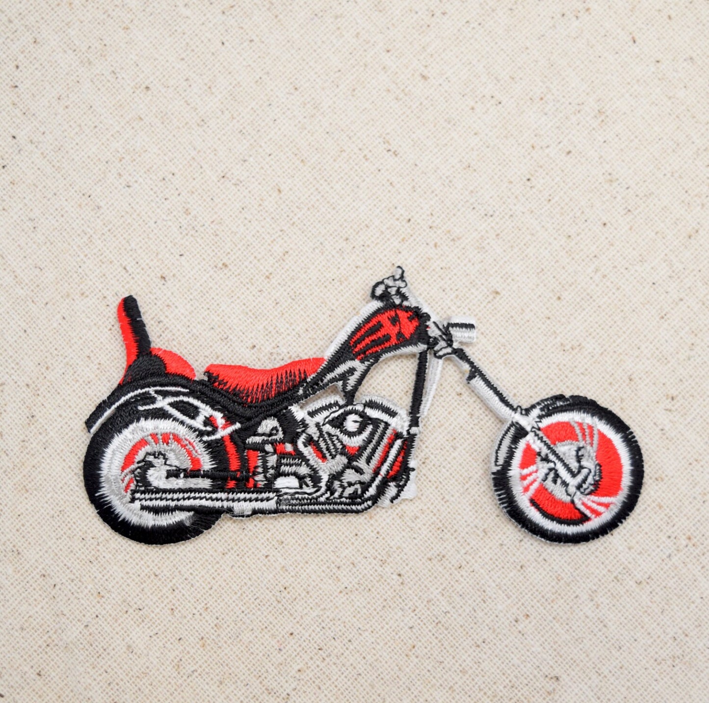 Black and Red - Motorcycle - Iron on Applique - Embroidered Patch - 650488-B