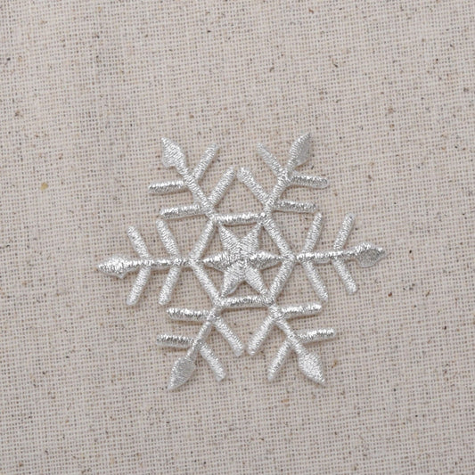 Silver Snowflake, Embroidered, Iron on Patch