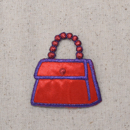 Purse - Red/Purple - Handbag - Iron on Applique - Embroidered Patch - 692680-A