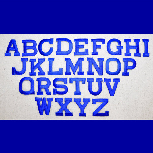 Alphabet Letter - ROYAL BLUE - Block Style - 2 INCH - 2" - Iron on Applique - Embroidered Patch - Choose Letter