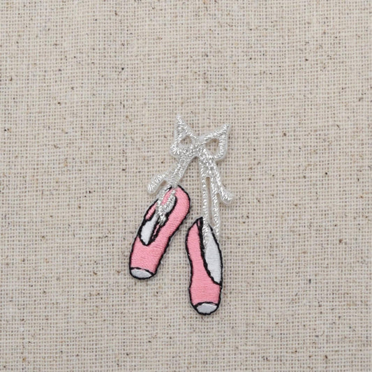 Ballet Slippers - Pink - Iron on Applique - Embroidered Patch - 693754-A