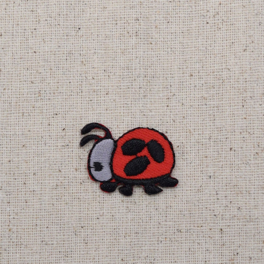 Ladybug - Small - Red Gray and Black - Iron on Applique - Embroidered Patch - WA138