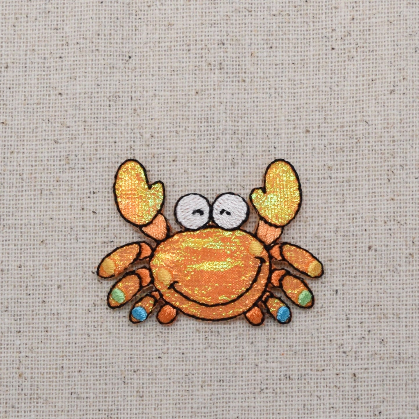 Small - Children's Shimmery Orange Crab - Iron on Applique - Embroidered Patch - 1120842