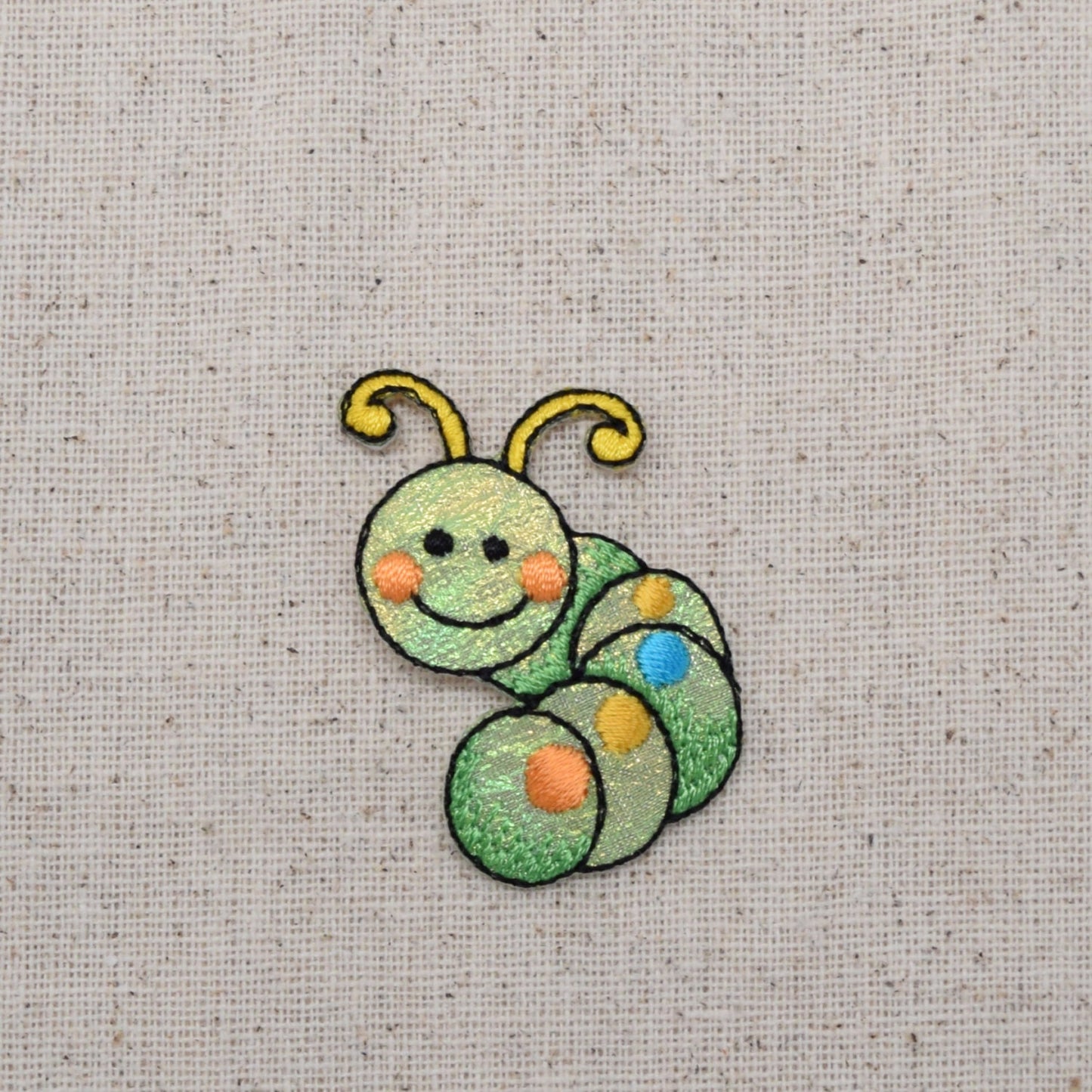 Happy Caterpillar -Small - Polka Dots - Shimmery - Embroidered Iron on Patch