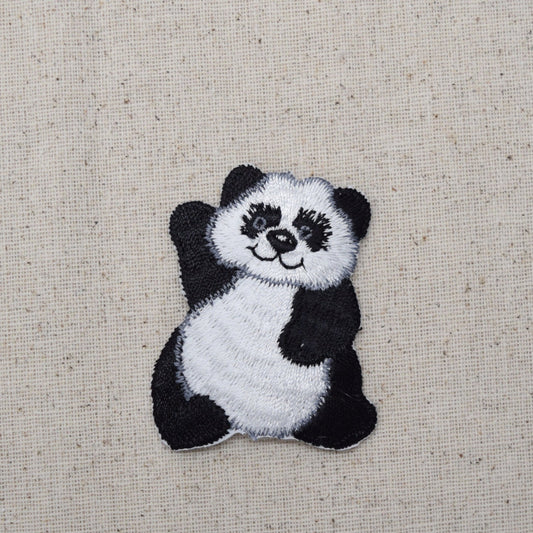 Panda Bear - Waving - Single - Iron on Applique - Embroidered Patch - 695186A