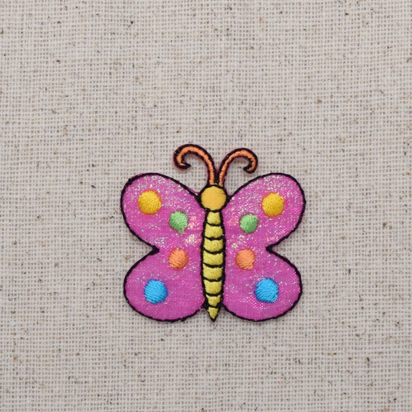 Children's Shimmery Butterfly - Pink - Iron on Applique - Embroidered Patch - 1120836