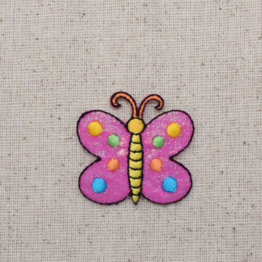 Children's Shimmery Butterfly - Pink - Iron on Applique - Embroidered Patch - 1120836