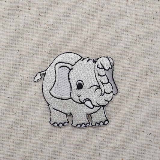 Gray Elephant - Childrens Design - Iron on Applique Embroidered Patch - 692431A