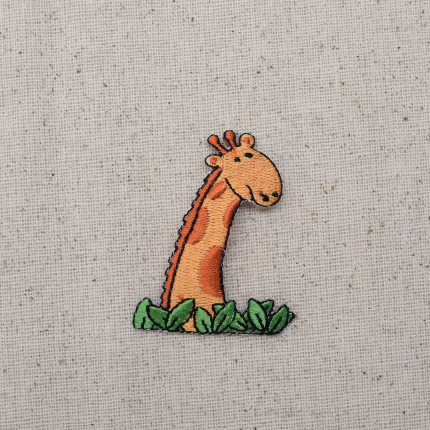 Childrens - Yellow Giraffe - Head with Bushes - Iron on Applique - Embroidered Patch - 692434-A