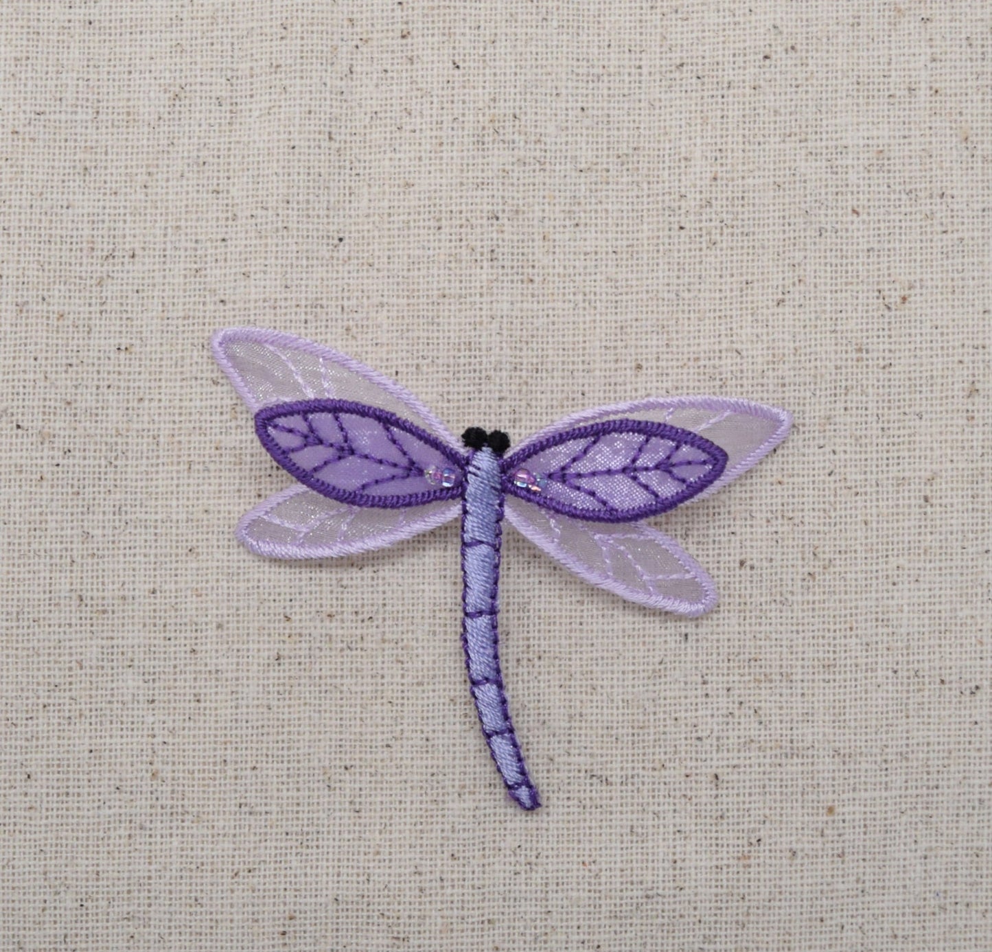 Purple Dragonfly - Sheer Layered - Iron on Applique - Embroidered Patch - 155703A