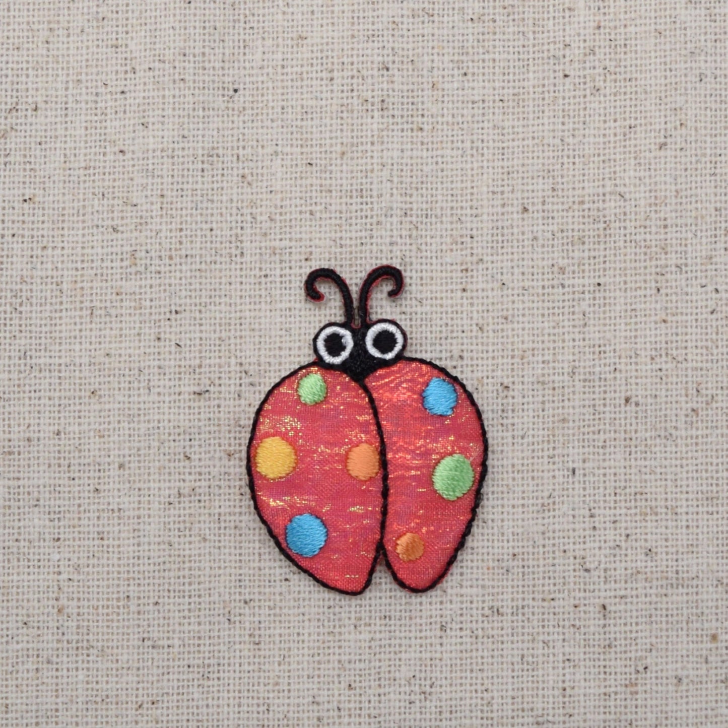 Small - Children's Shimmery Red Ladybug - Iron on Applique - Embroidered Patch - 1120837