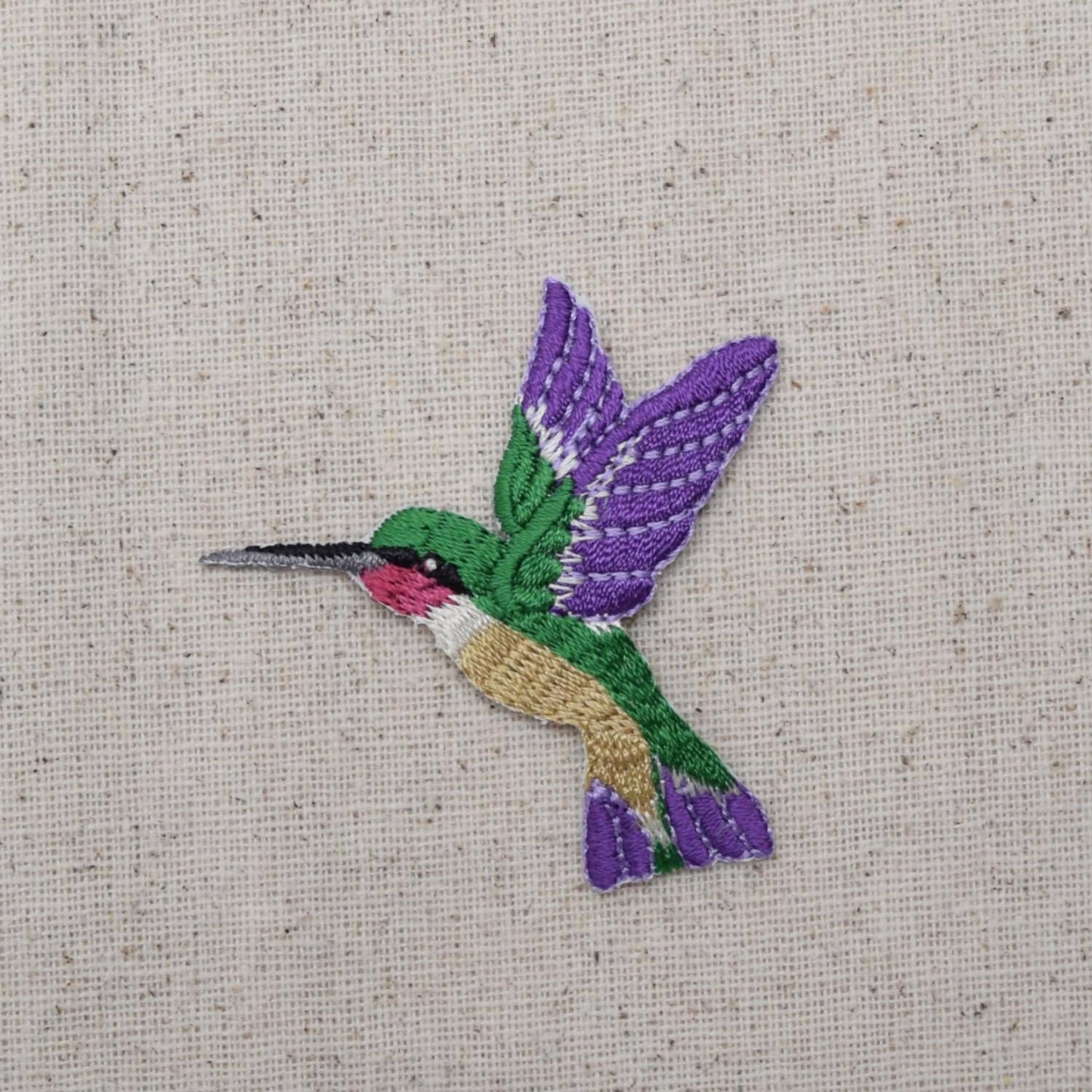 Hummingbird - Large - Dark Purple - Facing LEFT or RIGHT - Iron on Applique - Embroidered Patch - 694926