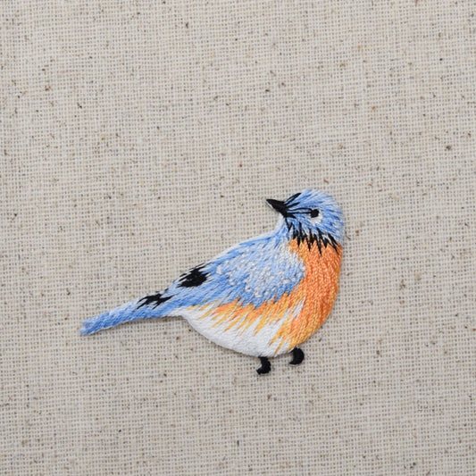 Blue Bird - Bluebird - Facing Right - Iron on Applique - Embroidered Patch - 1123152-A