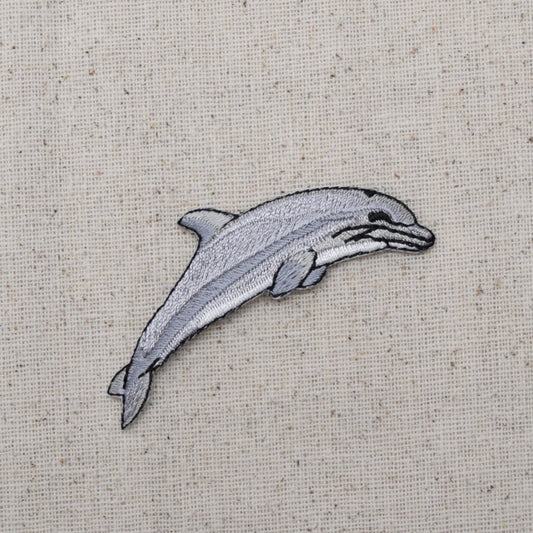 Single Dolphin - Realistic - Ocean Animal - Iron on Applique - Embroidered Patch - 632518-A