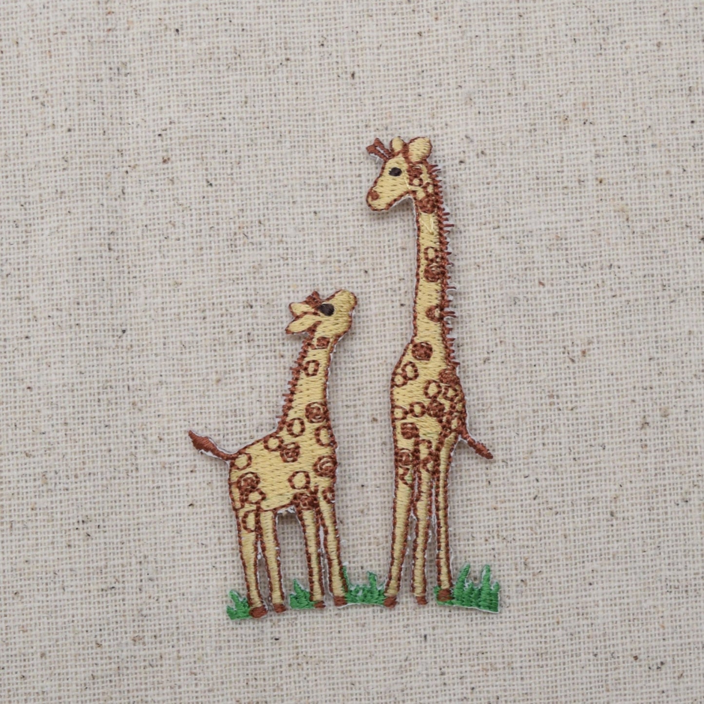 Giraffe - Mom and Baby - Standing in Grass - Embroidered Patch - Iron on Applique - 696904-B