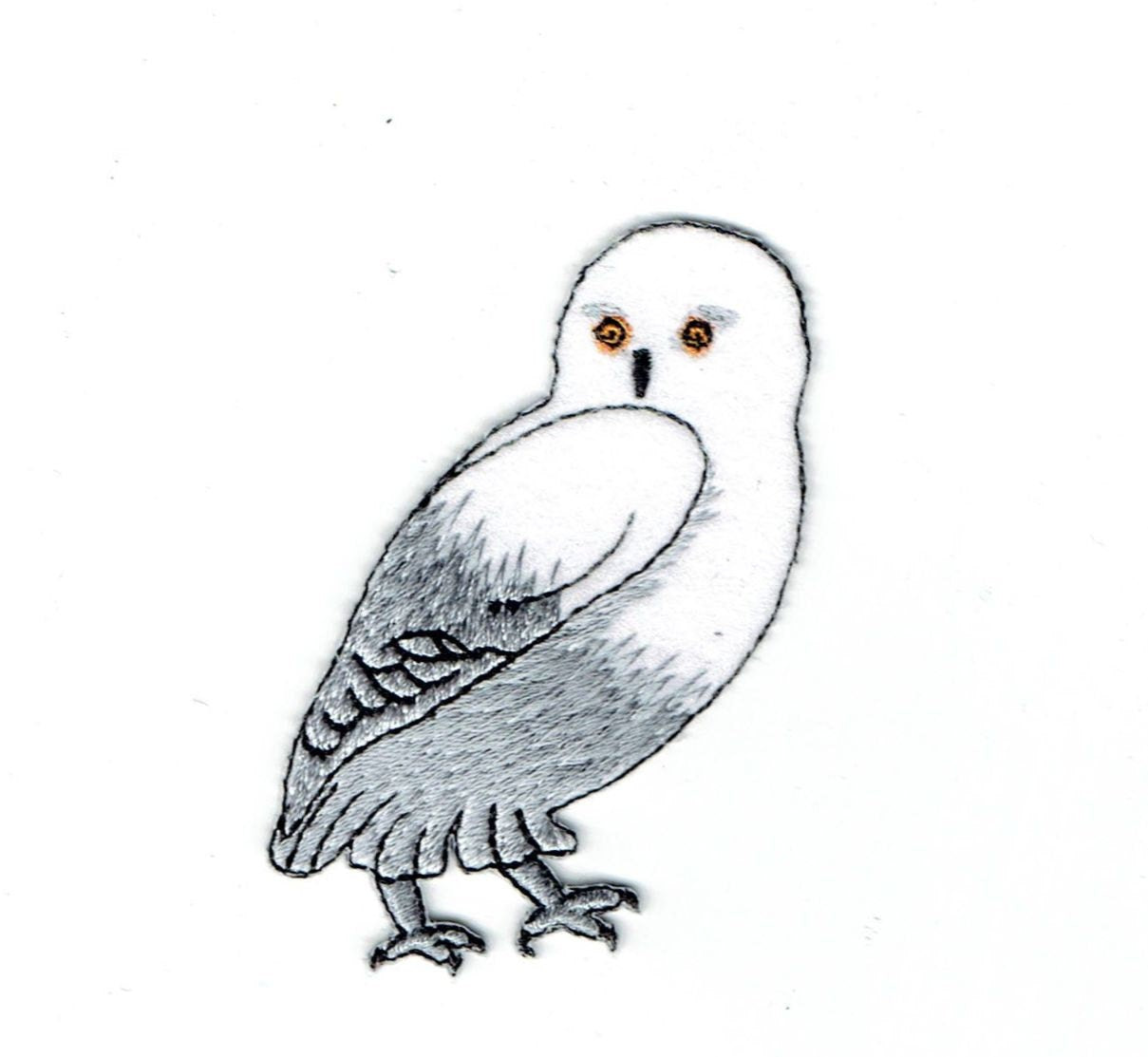 Snowy Owl - White- Arctic Bird - Iron on Applique - Embroidered Patch - 1126416-A