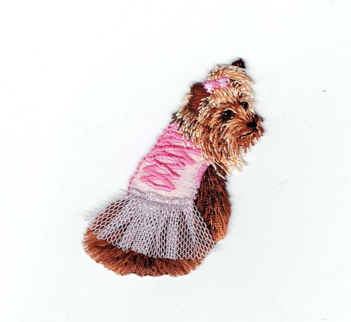 Yorkshire Terrier - Pink Tutu - Puppy Dog - Yorkie - Embroidered Patch - Iron on Applique - 1511761-Z