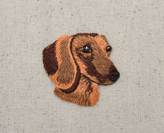 Dachshund Head - Puppy Dog - Wiener dog breed - Embroidered Patch - Iron on Applique