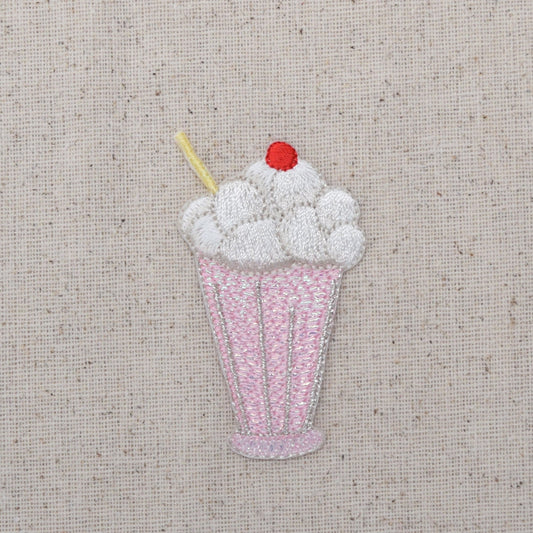 Ice Cream Sundae - Pink - Soda Shoppe - Iron On Applique - Embroidered Patch - 1120954-A