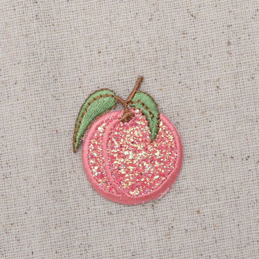 Peach - Glitter - Single - Shimmery Sparkle - Embroidered Patch - Iron on Applique