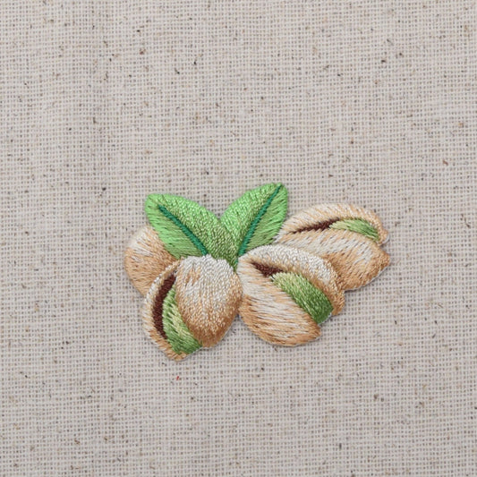 Pistachios - Nuts - Food - Green Pistachio in Shell - Embroidered Patch - Iron on Applique - 1515813-A