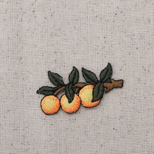 Orange - Three on tree branch - Fruit - Embroidered Patch - Iron on Applique - 151247-A