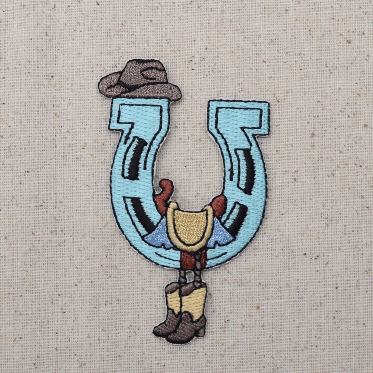 Western Horseshoe - Saddle ,Boots and Hat - Iron on Applique - Embroidered Patch - 796028A