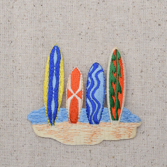 Four Colorful SurfBoards - Beach Sand - Surf Boards - Embroidered Patch -  Iron on Applique - 695482A