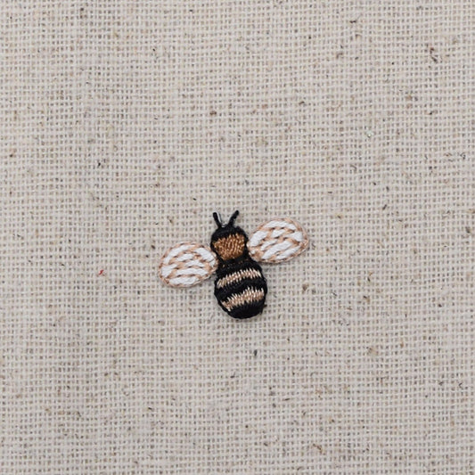 Mini Bumble Bee - Brown/Black - Iron on Applique - Embroidered Patch - 116102A