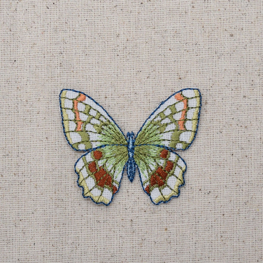 Butterfly - Green and Brown - Iron on Applique - Embroidered Patch - 1516979A