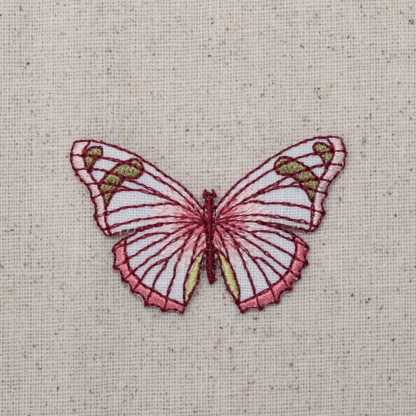 Pink and Burgundy Butterfly - Embroidered Iron on Patch