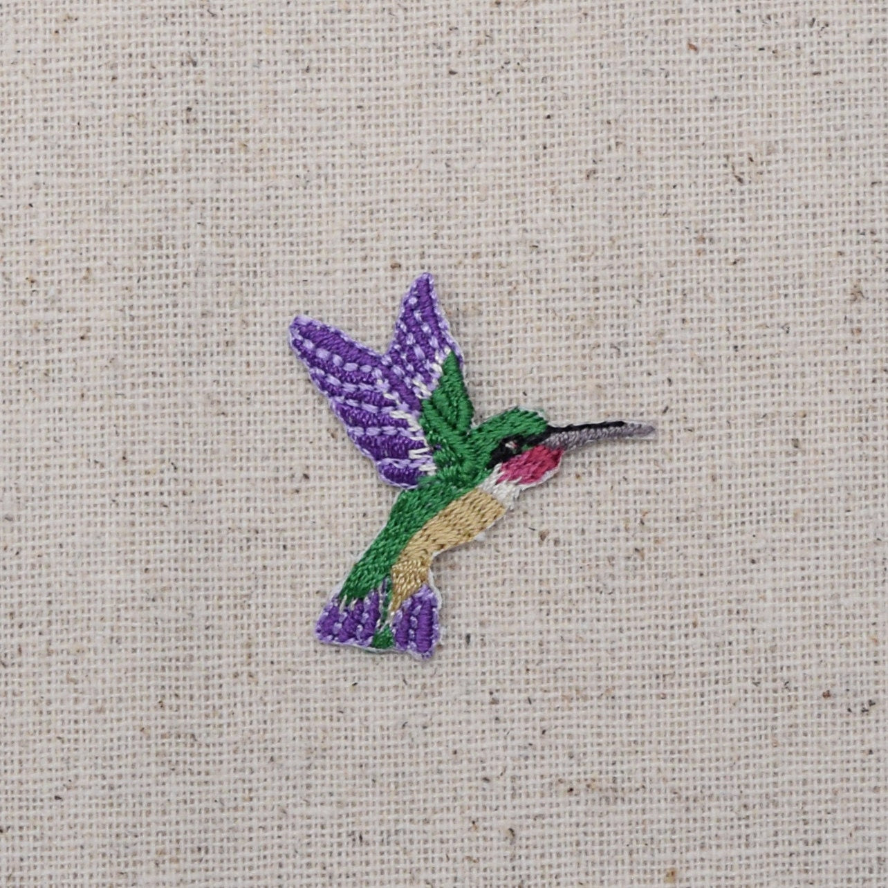 Hummingbird - Small - Dark Purple - Facing LEFT or RIGHT - Iron on Applique - Embroidered Patch